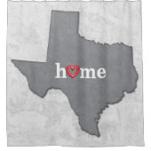 Karte von TEXAS mit ZUHAUSE und HERZEN Duschvorhang (Vorderseite)