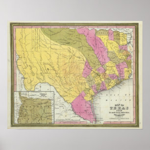 Karte von Texas Poster
