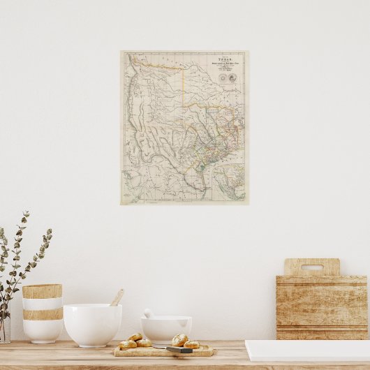 Karte von Texas Poster (Küche)