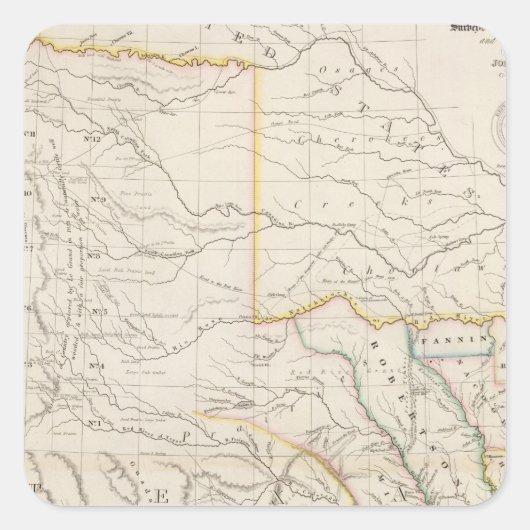 Karte von Texas Quadratischer Aufkleber (Vorderseite)