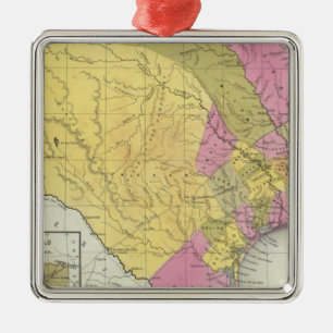 Karte von Texas Silbernes Ornament