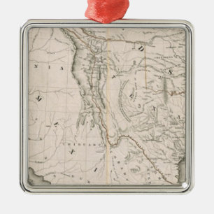 Karte von Texas und die Länder angrenzend Ornament Aus Metall
