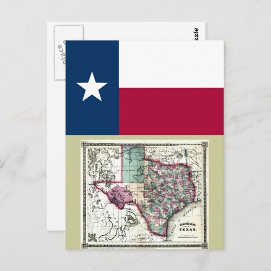 Karte von Texas und Staatsflagge (Vorne/Hinten)