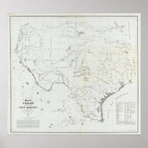 Karte von Texas und Teil New Mexiko Poster
