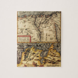 Karte von Tunesien und Ägypten aus dem 16. Jahrhun Puzzle