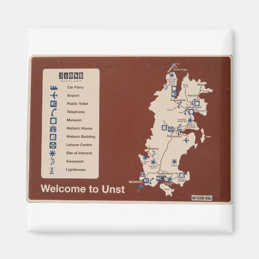 Karte von Unst, Shetland Isles Irland Magnet (Vorne)