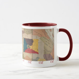 Karte von Unze und umgebende Länder und Wüsten Tasse