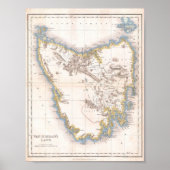 Karte von Van Diemans Land oder Tasmanien Poster (Vorne)
