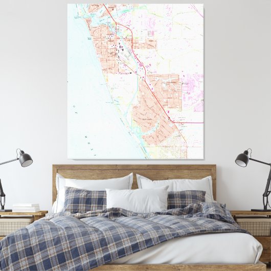 Karte von Venedig Florida (1973) Leinwanddruck (Insitu (Schlafzimmer))
