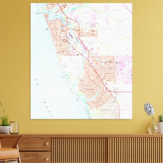 Karte von Venedig Florida (1973) Leinwanddruck (Insitu (Wohnzimmer))