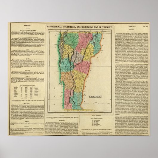 Karte von Vermont Poster (Vorne)