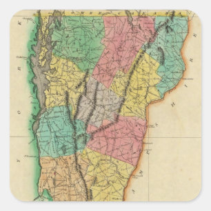 Karte von Vermont Quadratischer Aufkleber