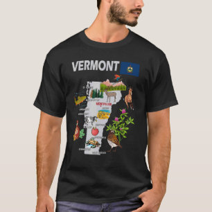Karte von Vermont Staat Sehenswürdigkeiten Großstä T-Shirt