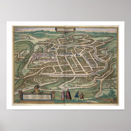 Karte von Vilnius, Litauen, von "Civitates Orbis T Poster (Vorne)