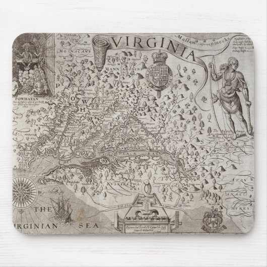 Karte von Virginia, entdeckt und durch Capta Mousepad (Vorne)