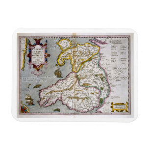 Karte von Wales, veröffentlicht in c.1630 (handgef Magnet
