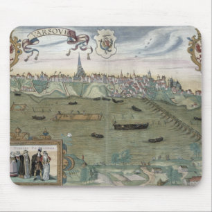 Karte von Warschau, von "Civitates Orbis Terrarum" Mousepad