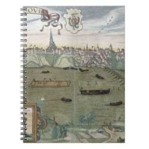 Karte von Warschau, von "Civitates Orbis Terrarum" Notizblock