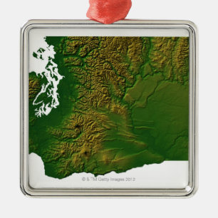 Karte von Washington 3 Ornament Aus Metall
