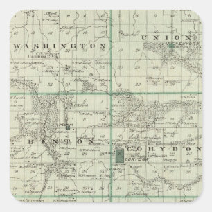 Karte von Wayne County, Staat von Iowa Quadratischer Aufkleber