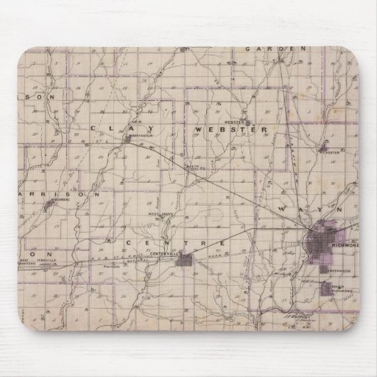 Karte von Wayne Landkreis 2 Mousepad (Vorne)