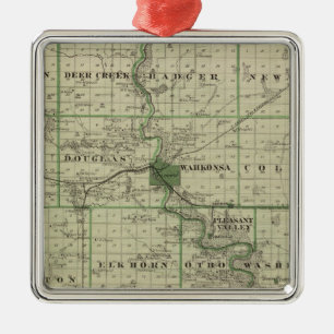 Karte von Webster County, Staat von Iowa Ornament Aus Metall