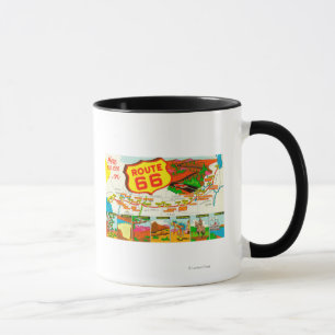 Karte von Weg 66 von Los Angeles zu Chicago Tasse
