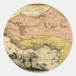 Karte von Westafrika 1743 Runder Aufkleber