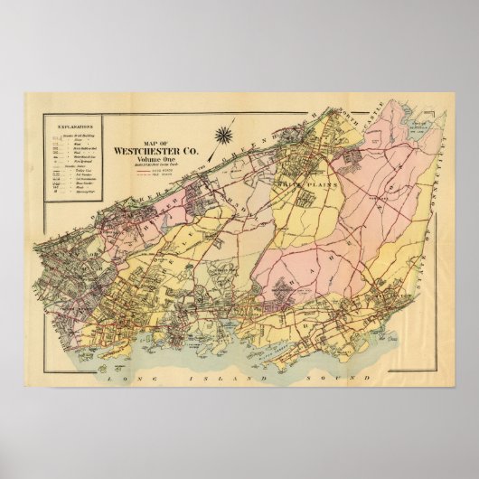 Karte von Westchester Co Poster (Vorne)