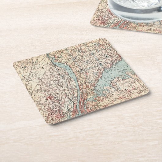 Karte von Westchester County, New York Rechteckiger Pappuntersetzer (angewinkelt)