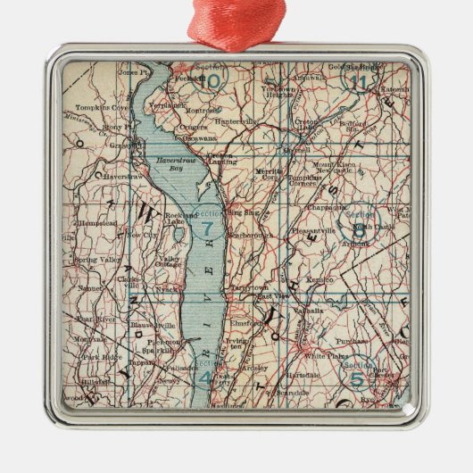 Karte von Westchester County, New York Silbernes Ornament (Vorne)