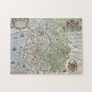 Karte von Westmorland und von Cumberland   1576 Puzzle