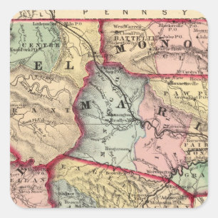 Karte von Winfield, West Virginia Quadratischer Aufkleber