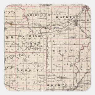 Karte von Winnebago County und von Belvidere Quadratischer Aufkleber