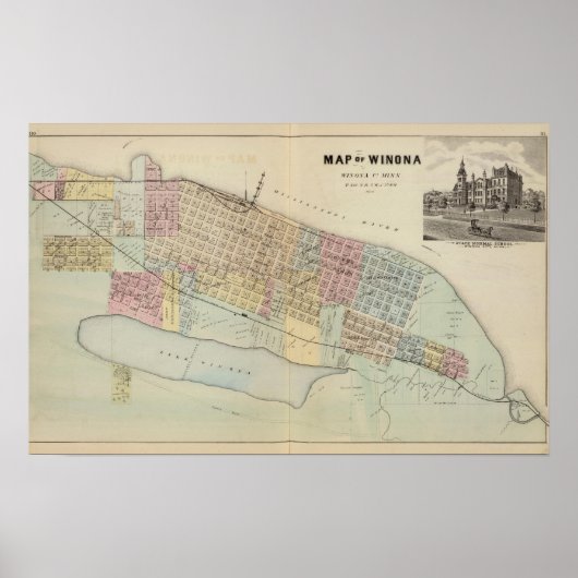 Karte von Winona, Minnesota Poster (Vorne)