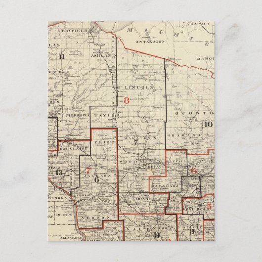 Karte von Wisconsin (Vorderseite)