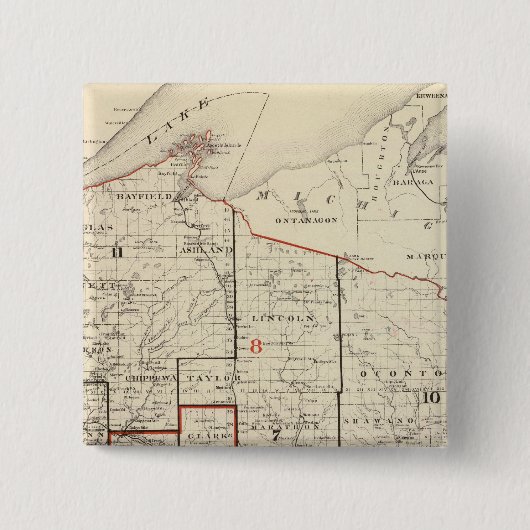 Karte von Wisconsin Button (Vorderseite)