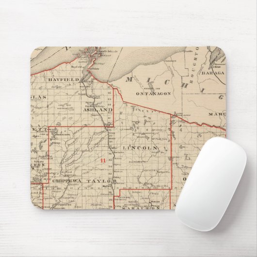 Karte von Wisconsin mit Senatoralbezirken Mousepad (Mit Mouse)