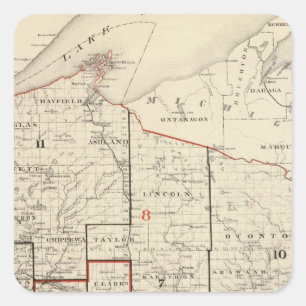 Karte von Wisconsin Quadratischer Aufkleber