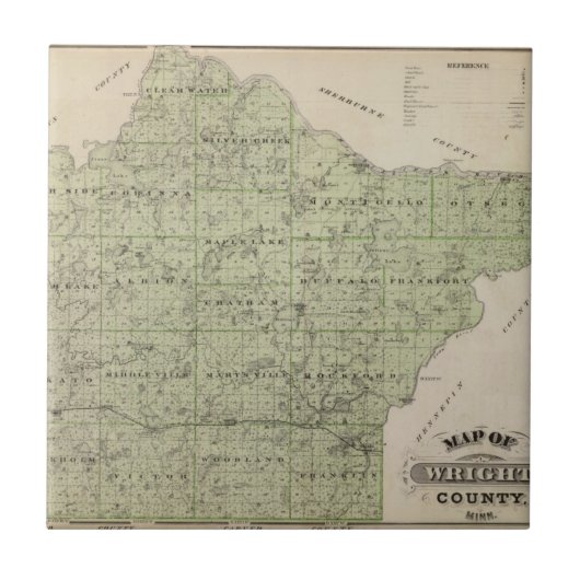 Karte von Wright County, Minnesota Fliese (Vorderseite)