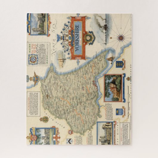 Karte von Yorkshire: Ostfahrt Puzzle (Vertikal)
