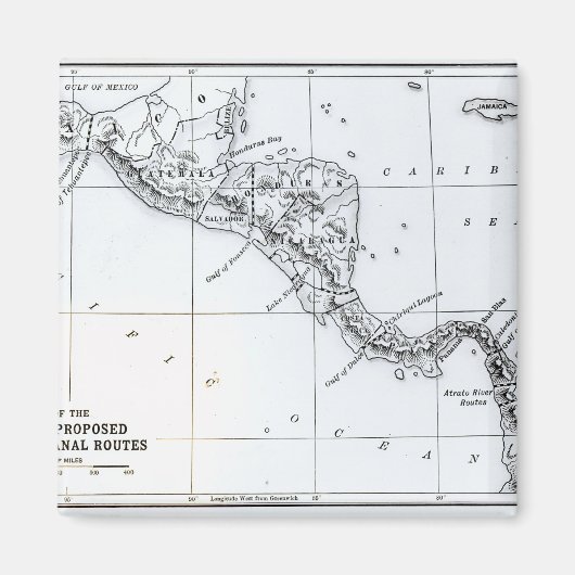 Karte Vorgeschlagene Isthmian-Kanalstrecken Magnet (Vorne)