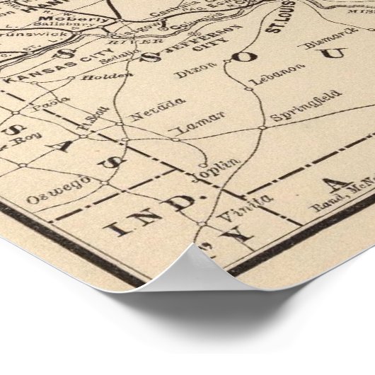 Karte Wabash Bahn Poster (Ecke)