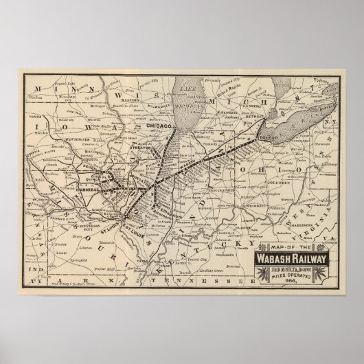 Karte Wabash Bahn Poster (Vorne)