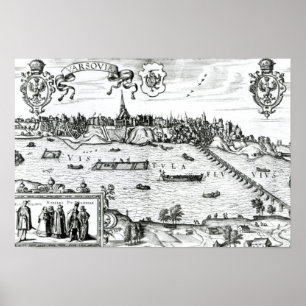 Karte Warschaus, von "Civitates Orbis Terrarum" vo Poster