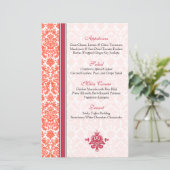 Karte Watermelon Coral Damask Menu Card Version 2 (Stehend Vorderseite)