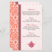 Karte Watermelon Coral Damask Menu Card Version 2 (Vorne/Hinten)