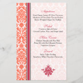 Karte Watermelon Coral Damask Menu Card Version 2 (Vorderseite)