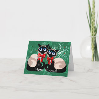 Karte - Weihnachtssiamesische Katzen