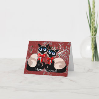Karte - Weihnachtssiamesische Katzen